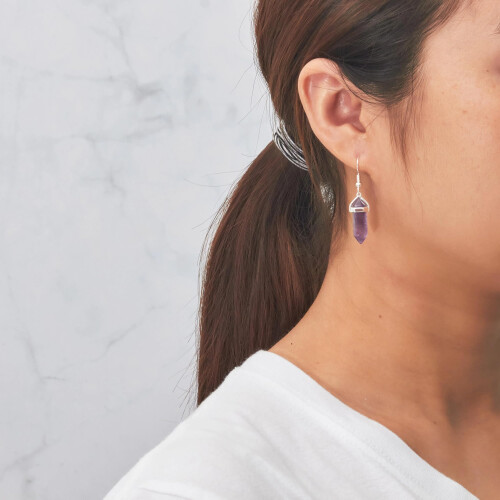 Philip Jones Jewellery Philip Jones Amethyst Gemstone Drop Earrings 1