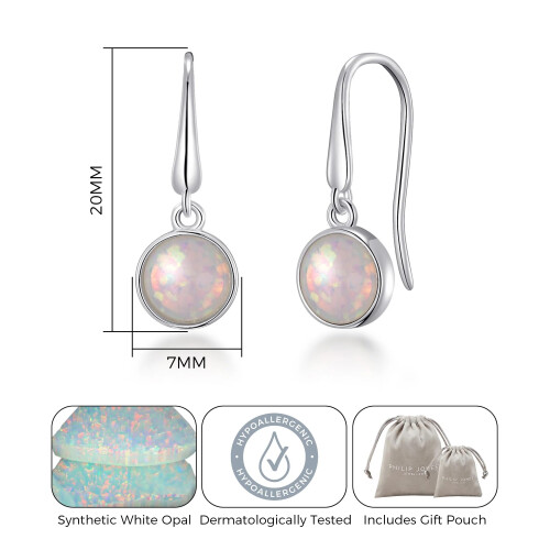 Philip Jones Jewellery Philip Jones Synthetic White Opal Drop Earrings 2