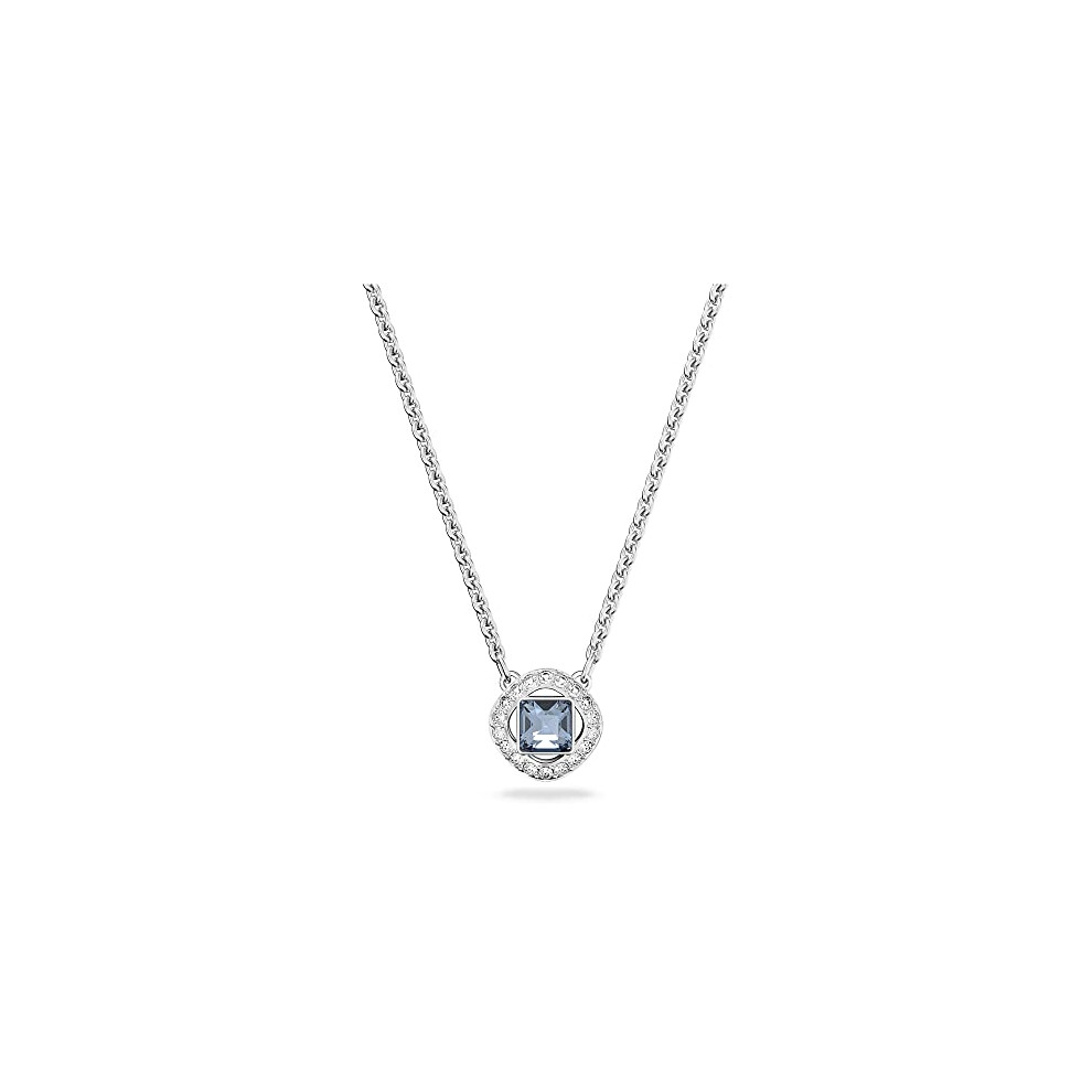 Swarovski Angelic Square Necklace, Blue Crystal Centre Stone, Rhodium Plated from the Angelic Square Collection