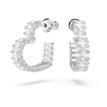 Swarovski Matrix Heart Shaped Hoops, Baguette-Cut White Crystal in a Rhodium Plated setting, from the Matrix Collection