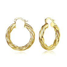 9ct Gold Filled Hoop Creole Earrings for Women,Twisted Gold Hoops Women Earrings(30MM) Yulovee.
