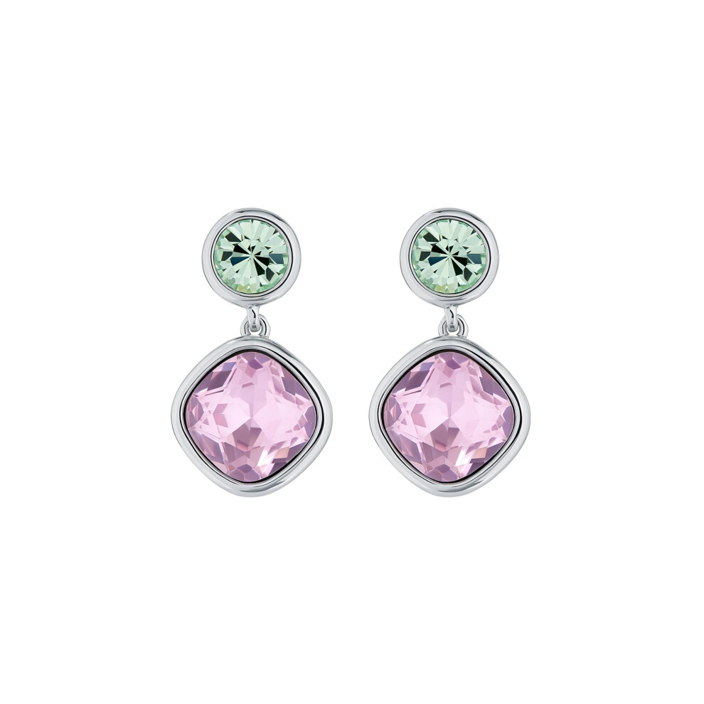 Ted Baker London Craset Crystal Drop Earrings for Women (Silver Tone/Mint and Light Rose Crystal)