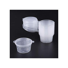 1oz 50 Hinged Sauce Cups Plastic 25ml Lid Deli Pot or Sauce Take Away Sauce Chutney Ketchup Restaurant