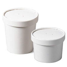50 x White Disposable Soup Ice Cream Container Round Deli Food Lids Heavy Duty Bowl Paper 8oz 12oz 16oz 26oz 32oz (12oz with lids)