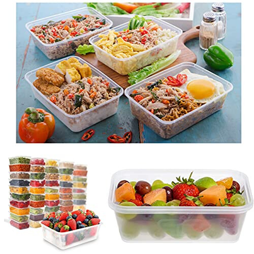 HK Online 5 X BPA Free Plastic Takeaway CONTAINERS & Lids -PK5 To PK 200 Meal Prep Boxes, Home, Pub, Catering Kitchens, 500ml, 650ml, Reuseable