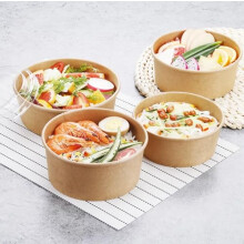 HOT BARGAINS 100 X 35oz (1000ml) Disposable Salad Bowls with Lids Freezer and Microwave Safe for Takeaway Kraft Food Container for Business,