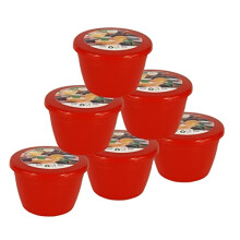 Just Pudding Basins Red 0.25 Pint, 140ml Steam Pudding Basin Food Safe BPA Free Plastic Red Bowls and Red Lids x6 (1/4 Pint)