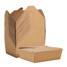 La Llareta Kraft Paper Box for Food, 25 Pieces Takeaway Salad Box, Biodegradable Food Containers, Oil and Water Proof, for Sandwich, Cheesecake,