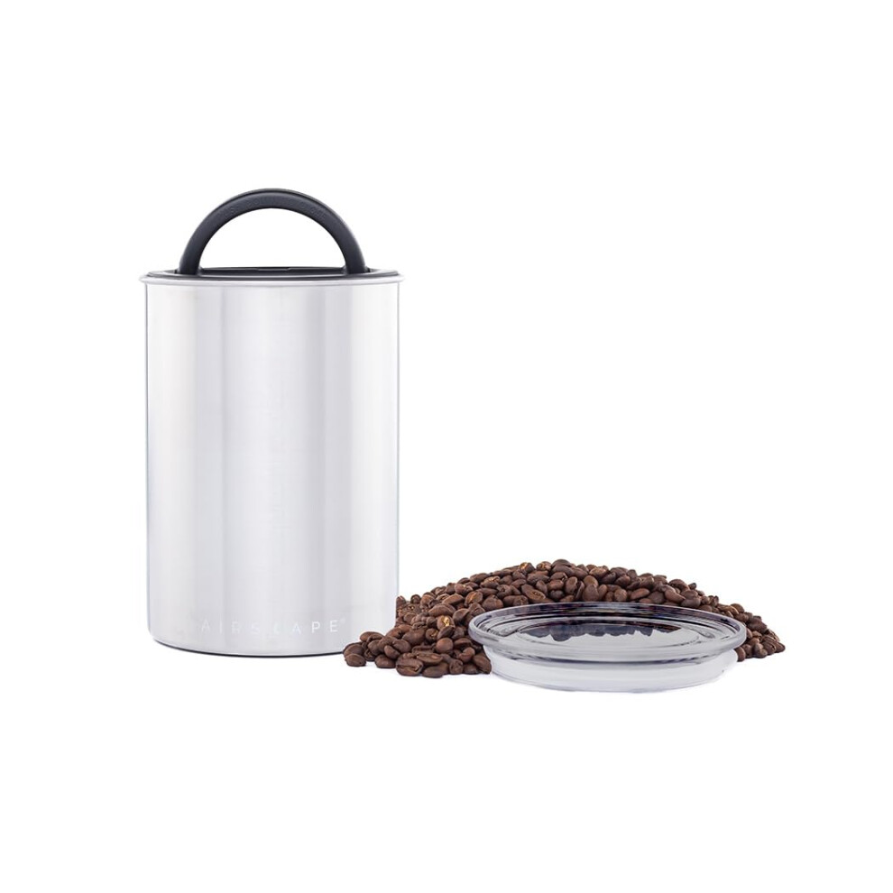 Planetary Design Airscape Stainless Steel Coffee Canister | Food Storage Container | Patented Airtight Lid | Push Out Excess Air and Preserve