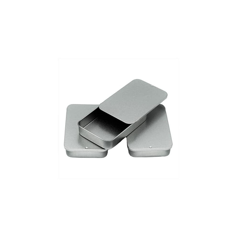 Shc Web Silver 3 X 40Ml Rectangular Tin With Slider Lid - Small Travel Storage Containers/Sweets/Lip Balm/Favour/Gift/Pill Boxes