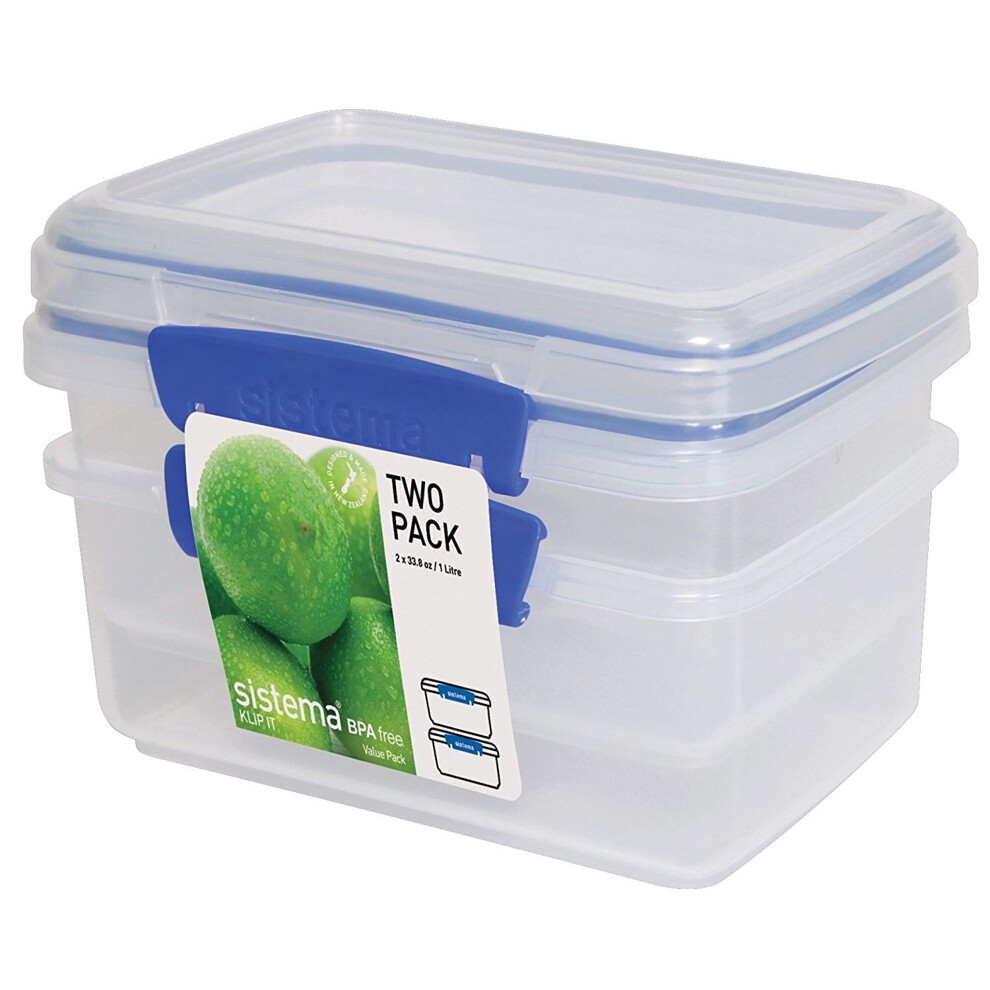 Sistema Klip It Food Storage Containers, 1 L - Pack Of 2