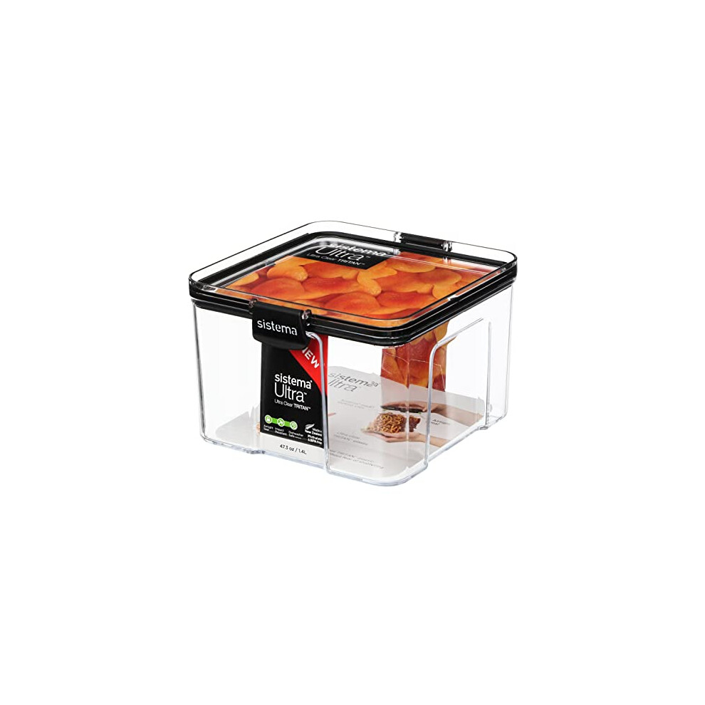 Sistema Large Tritan Ultra Square Food Storage Box, 1.4 Liter Capacity Minty Teal