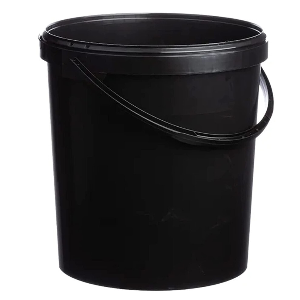Strong Black Hard Wearing 25L Plastic Buckets With Tamper Evident Lid & Handle (25) 5056330359627
