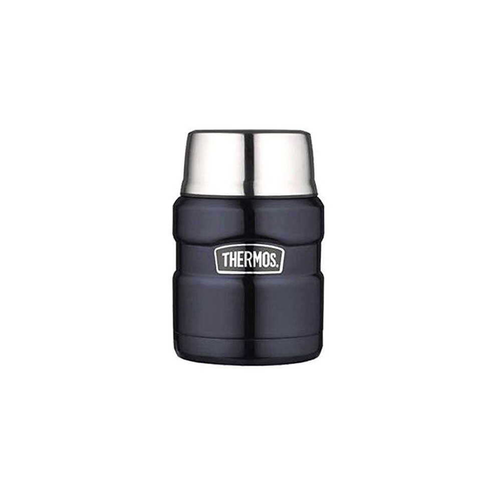 THERMOS Stainless King Vacuum-Insulated Food Jar with Spoon, 16 Ounce, Midnight Blue