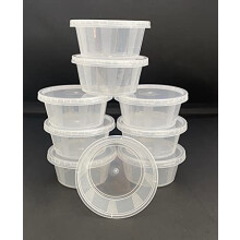 Value Choice 2oz Round Plastic Food Containers Lids Deli Pot or Sauce Take Away Chutney Ketchup Restaurant Jelly Shot & Dessert Cups Re-Usable (100