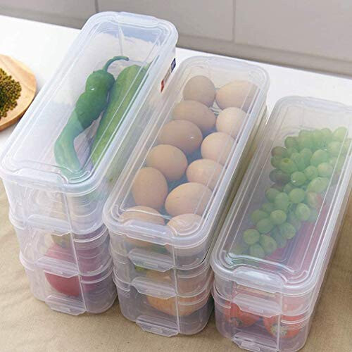 Thrink 3 Layer Fridge Freezer Storage Box | Kitchen Cabinet Organizer | Stackable Boxes with Lids | clear in design | Slimline Design | 1 Deeper Box 8