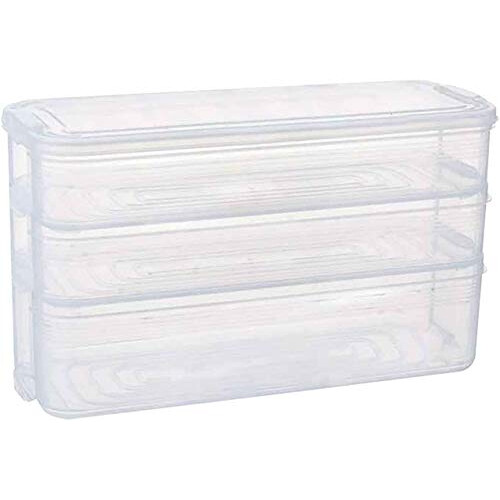 Thrink 3 Layer Fridge Freezer Storage Box | Kitchen Cabinet Organizer | Stackable Boxes with Lids | clear in design | Slimline Design | 1 Deeper Box 8 1