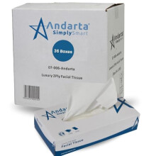 Andarta 2Ply Soft Facial Tissues - 3,600 Count Bulk Buy (36 Packs of 100) (36, White) Fragrance Free