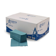 Andarta 1 Ply Blue V/Fold Hand Towel (Box of 5000). Strong, Soft and Absorbent. 100% Recycled Materials. Highly Absorbent and Durable Therefore Ideal