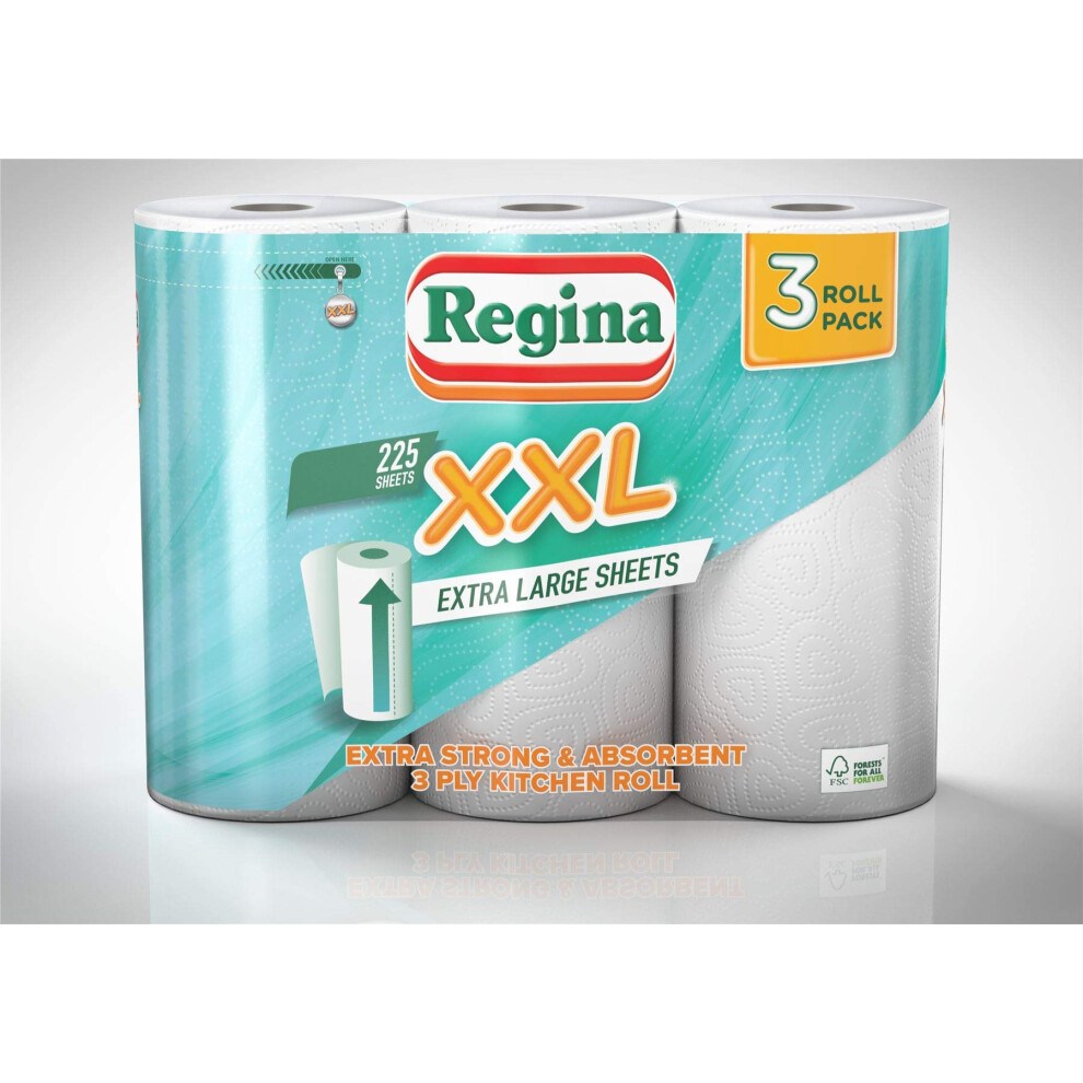 Regina XXL 3 Ply Kitchen Towel Paper Rolls Extra Absorbent 12 Rolls