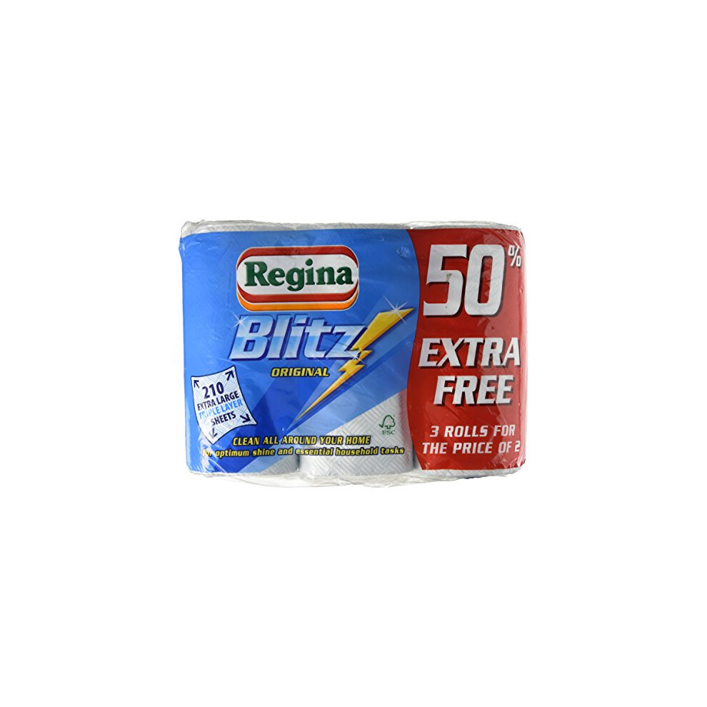 Regina Blitz Three Ply Kitchen Towel Roll (Pack of 2)