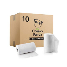 The Cheeky Panda? Bamboo Kitchen Bulk Box of 2Ply Rolls,White, 10 count