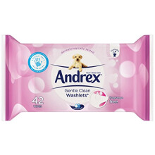 Andrex Washlets Flushable Toilet Tissue Wipes, Gentle Clean - Pack of 12 (Total 504 Wipes)