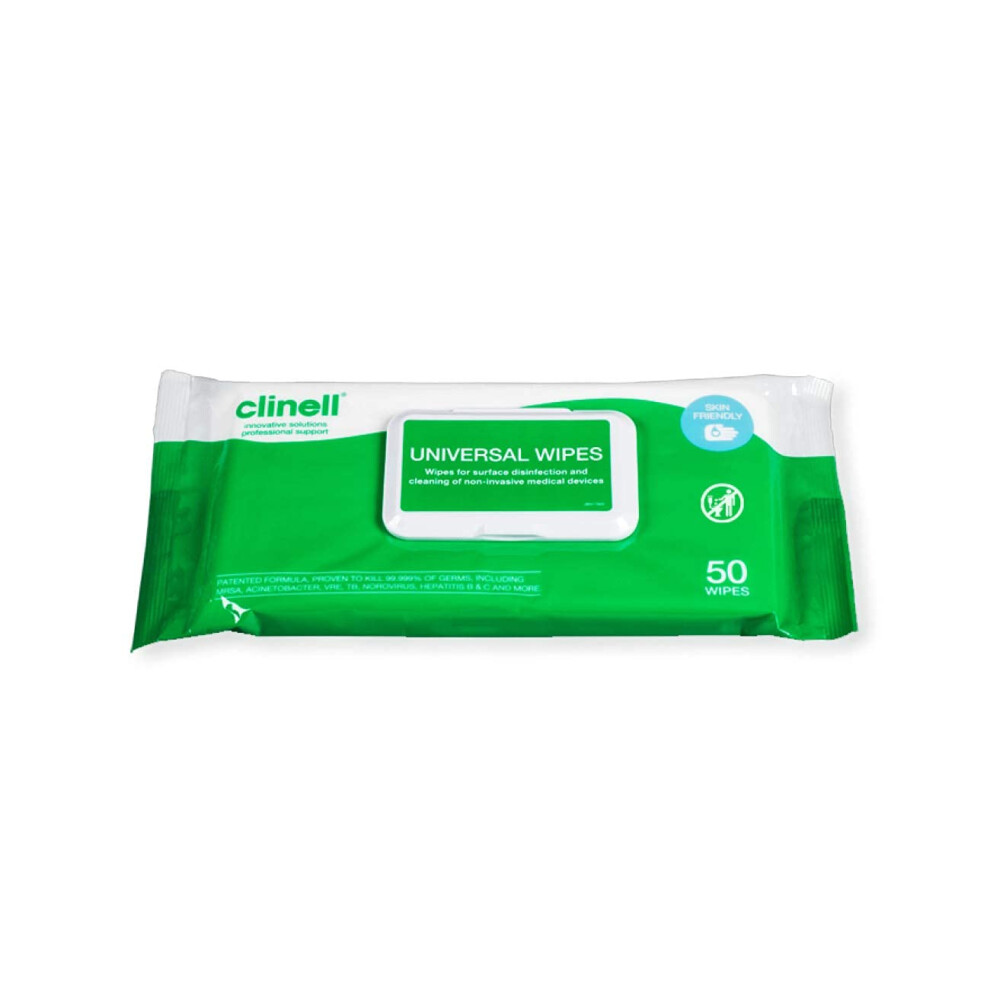 Clinell Universal Cleaning and Disinfectant Wipes for Surfaces - 24 Clip Packs of 50 Wipes - Multi Purpose Wipes, Kills 99.99% of Germs, Effective