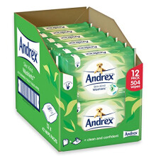 Andrex Washlets Flushable Toilet Tissue Wipes, Skin Kind - Pack of 12