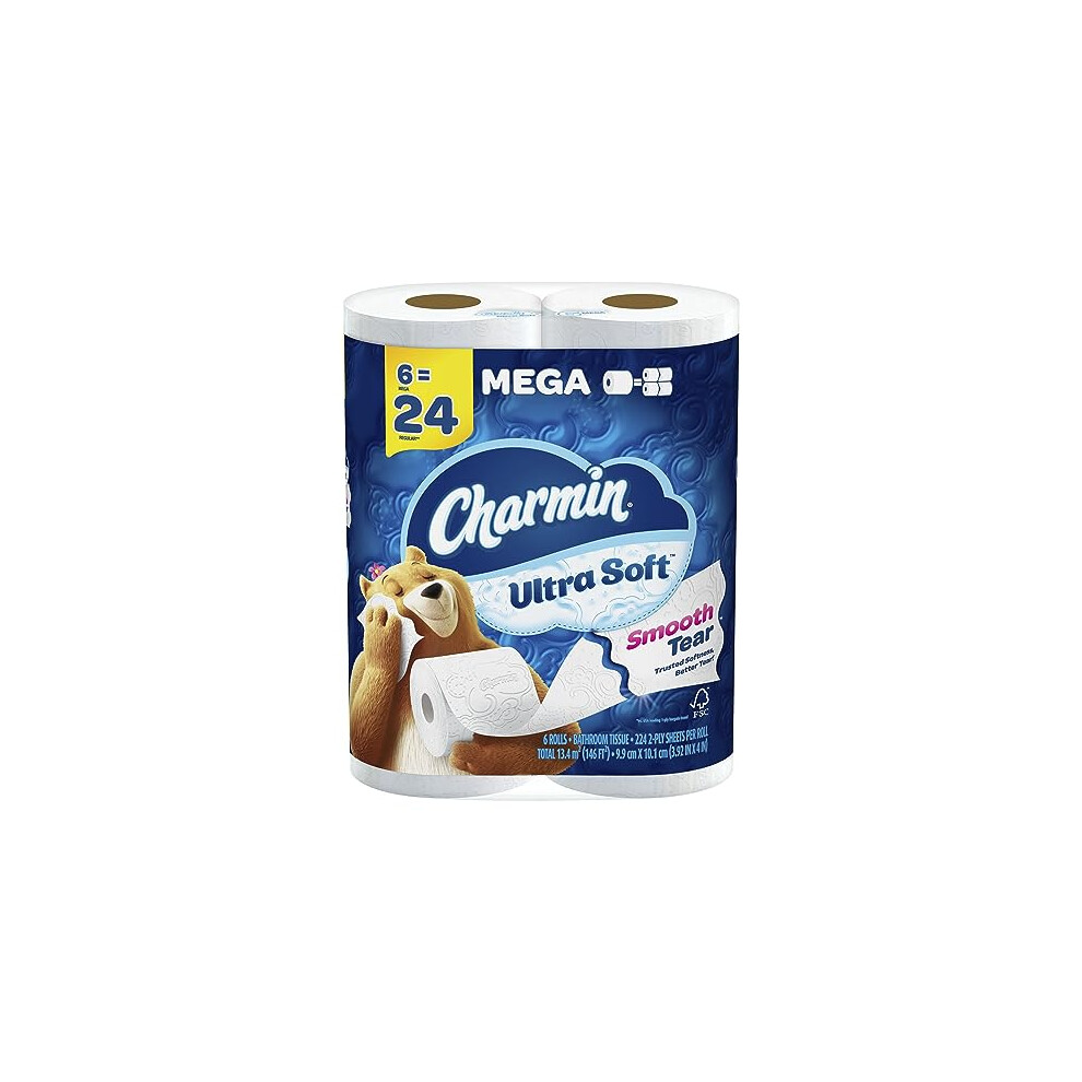Charmin Ultra Soft Toilet Paper 6 Mega Rolls = 24 Regular Rolls
