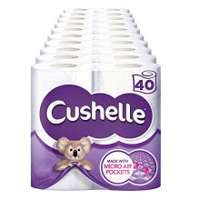 Cushelle Toilet Tissue White 4 Rolls (Pack of 10, Total 40 Rolls)