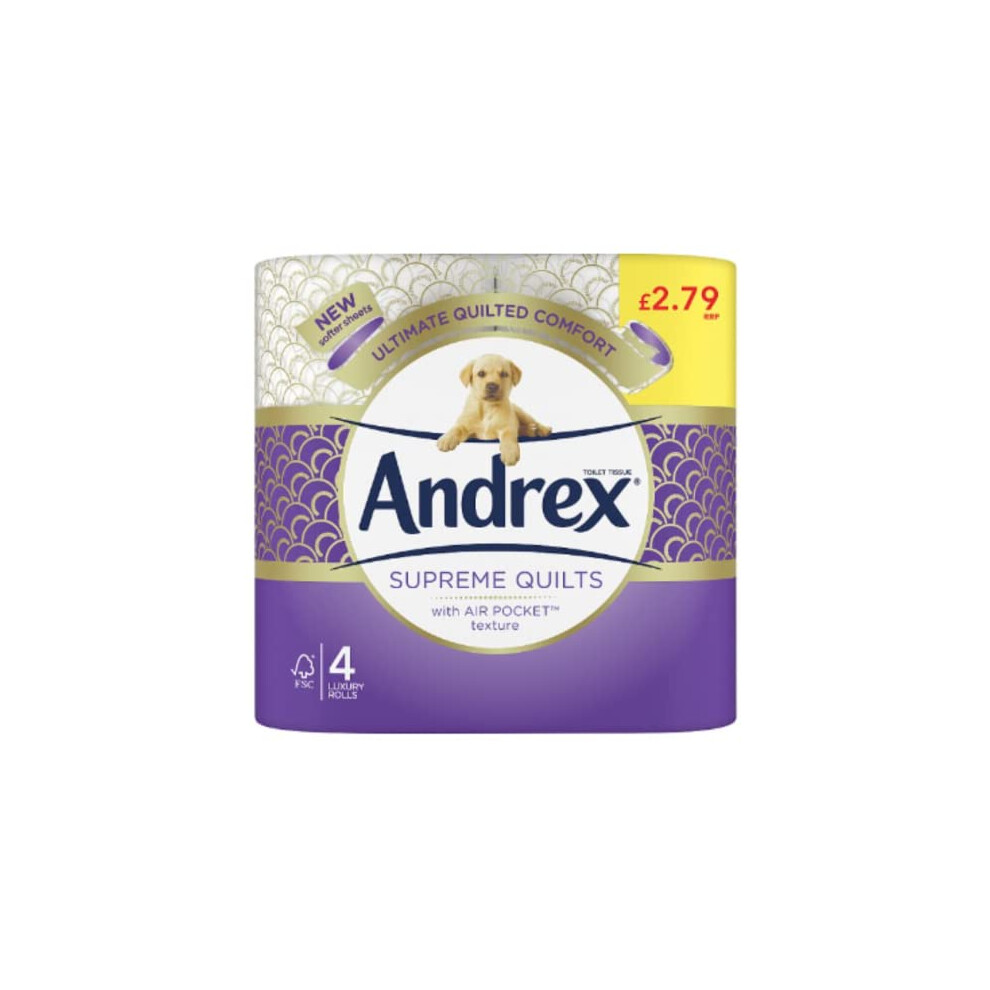 London Grocery Andrex Supreme Quilts Toilet Tissue, 4 Quilted Toilet Rolls x Case of 6