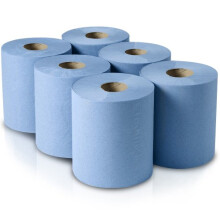 12 ROLLS BLUE PAPER WIPE CENTRE FEED TOWEL 2 PLY 150M 2 PLY EMBOSSED - GIVES BETTER ABSORBENCY
