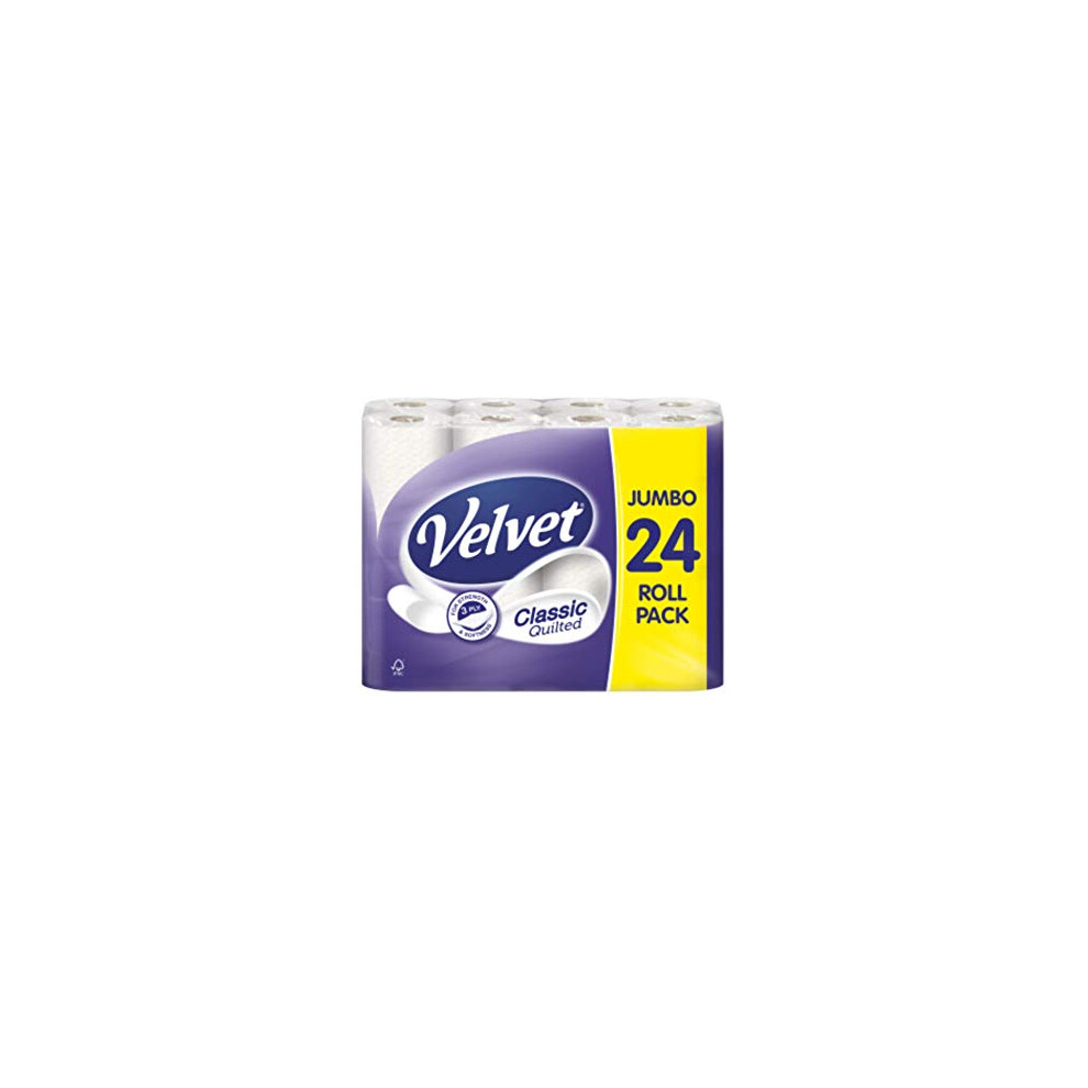 Loo Loo 24-Pack Velvet Quilted Toilet Rolls, 3-Ply Classic Comfort & Ultra-Soft Feel