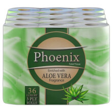 Phoenix Brand Soft Luxury Toilet Rolls, Quilted White 3 Ply Toilet Paper