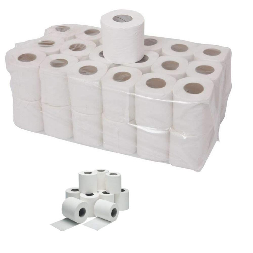 144 Rolls x Toilet Tissue Bulk Large Pack Quality White 2 ply Embossed Economical Tissue