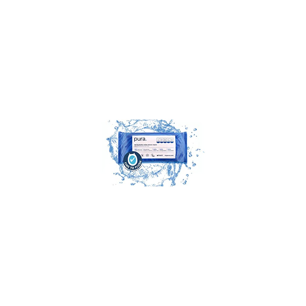 Aloe Pura Pura Flushable Moist Toilet Tissue Wipes, 1 Pack Of 40 Wet Wipes, 100% Plastic Free, 99% Water Clean Washlets, Certified ?Fine To Flush?