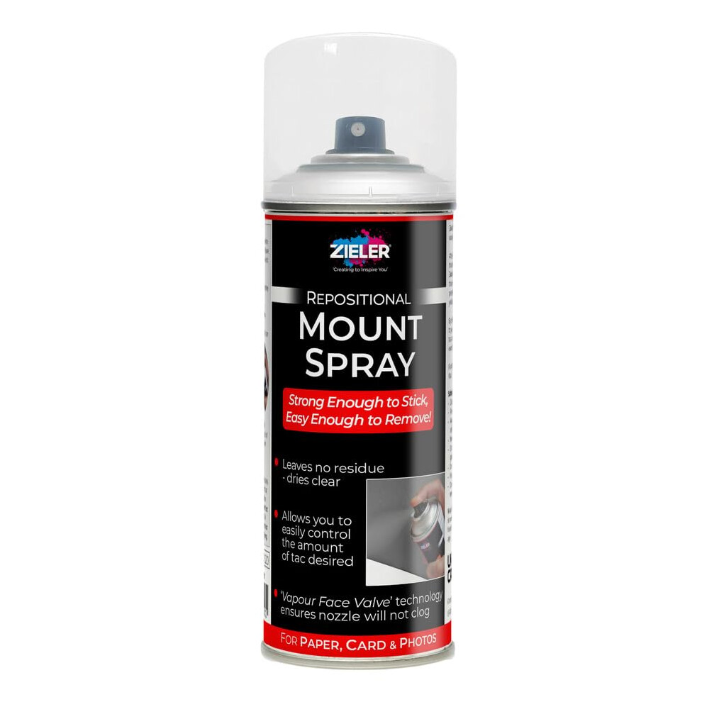 Zieler Zieler? Repositional Adhesive Mount Spray (400Ml Large Can) - Strong Enough To Stick, Easy Enough To Remove ? Ideal For Paper, Card & Photos ? - Image 2