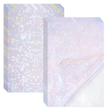 Belerry 10 Sheets Transparent Holographic Overlay Lamination Vinyl A4 Size Self-Adhesive Holographic Laminate Film Waterproof Vinyl Sticker Paper for