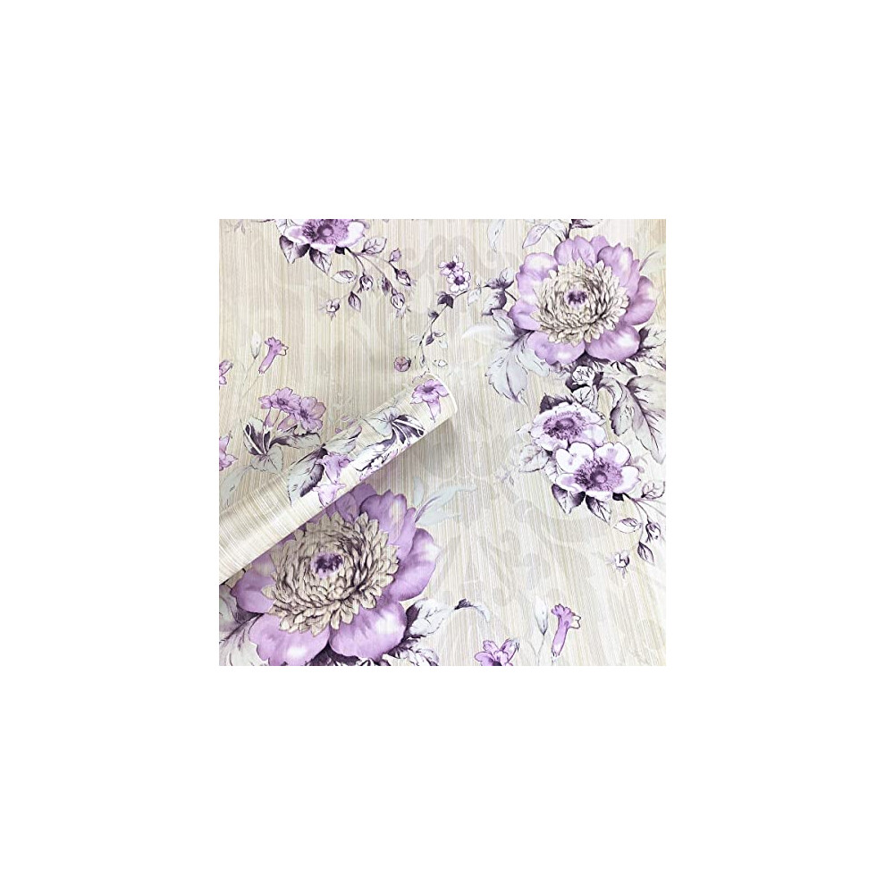 Mesoar Peel Stick Vintage Purple Floral Wallpaper Shelf Drawer Liner Dresser Furniture Sticker Home Decorative Sticky Back Vinyl Film 45Cm By 300Cm 8414741328507