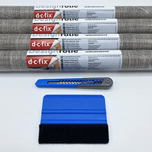 Vinyl Warehouse 4 rolls of 67cm x 2m Sheffield Oak Grey d-c-fix Sticky Back Vinyl Furniture Wrap + Application Kit