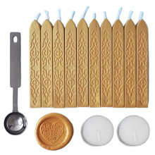 Sealing Wax Sticks with Wick, AMTOL 10 PCS Wax Seal Sticks with 2 Pcs White Candles and 1 Pcs Wax Melting Spoon, for Wedding Invitations,Cards