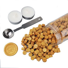 Sealing Wax Beads, AMTOL 300 Pcs Wax Sealing Beads with 2 Pcs White Candles and 1 Pcs Wax Melting Spoon, Great for Wedding Invitations,Cards