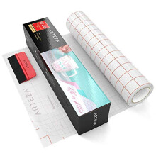 ARTEZA Ultra Clear Transfer Tape Paper with Grid & Squeegee, 12 Inch Wide x 25 Foot Long Roll, For Alignment & Transfer of Adhesive Vinyl for Decals,