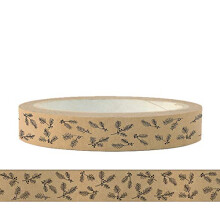 East of India Sticky TAPE Brown with Fir and Berry Xmas Craft x 50m