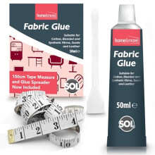 50ml Fabric Glue for Clothes with Spreader & 150cm Tape Measure | Extra-Strong, Quick-Drying, Waterproof - Crafts & Upholstery