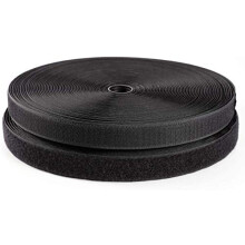 IHKFILAN Sew On Hook and Loop Tape Fastening Nylon Fabric Tape Sewing Tapes Both Sides Included (Black, 2.5cm x 10 Meters)