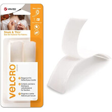 VELCRO Brand Sleek & Thin Sew on Fastener for Fabrics Strong Hook & Loop Self Adhesive Fastener Perfect for Crafting, Clothing Repairs & Hemming
