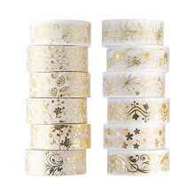 Jagowa 12pcs Foil Stamping And Paper Tape DIY Decoration Self-Adhesive Tape For Home Bedroom Decoration For Autumn, Thanksgiving, Christmas Holidays,