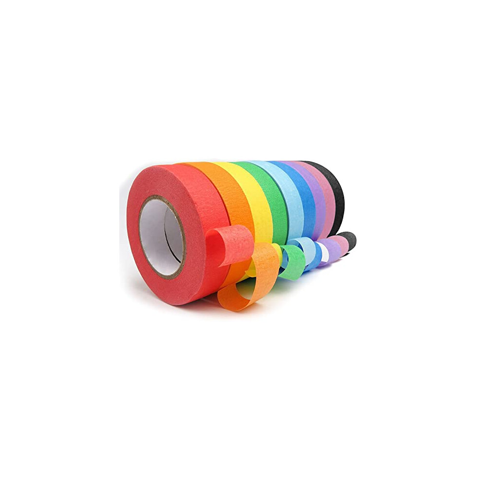 Washi Tape Sets for Scrapbooking, 9 Rolls Coloured Masking Painters Painting Decorating Tape Writable Decorative Washi Tapes for Painting-15mm X 12m